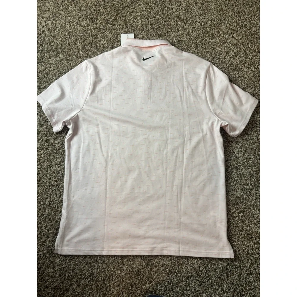 NEW Nike Tour Dri-Fit‎ Golf Polo Shirt Micro Print, Light Peach - Size XL